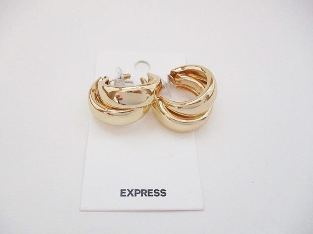 2045 NIP Express Essentials 1" Double Hoop Earrings Big Hoops Chunk Hoop Post